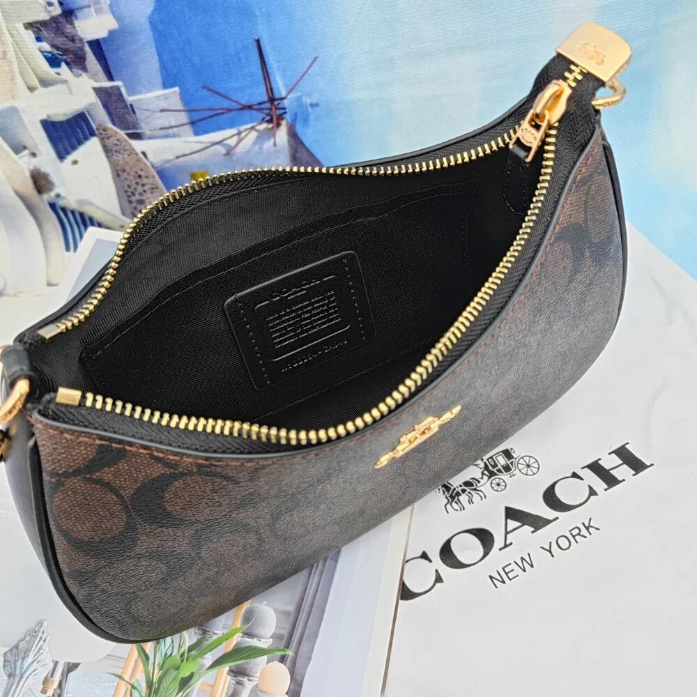 😁😁Coach Teri Shoulder Bag In Signature Canvas black - Picture 5 of 7